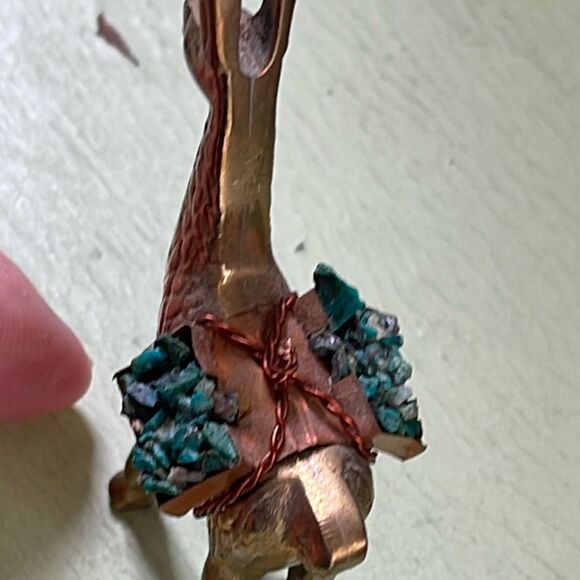 Brass llama turquoise cargo copper saddle figurine. - Picture 2 of 6
